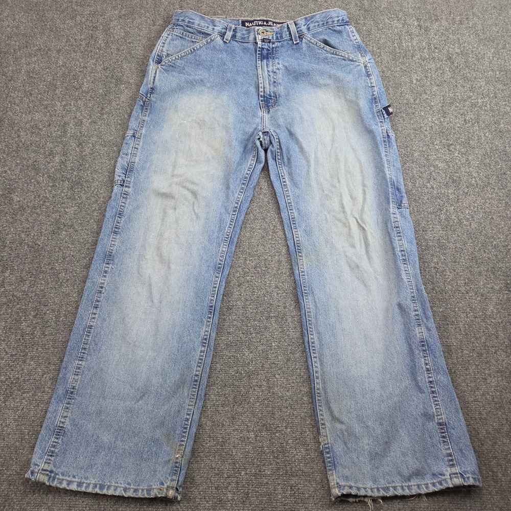 Vintage Nautica Jeans Carpenter 33x30 Light Wash Denim Wide Leg Skate Grunge